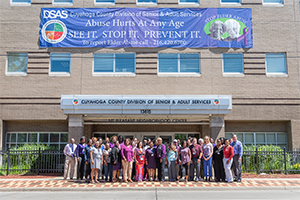 Division of Senior and Adult Services staff outside a building