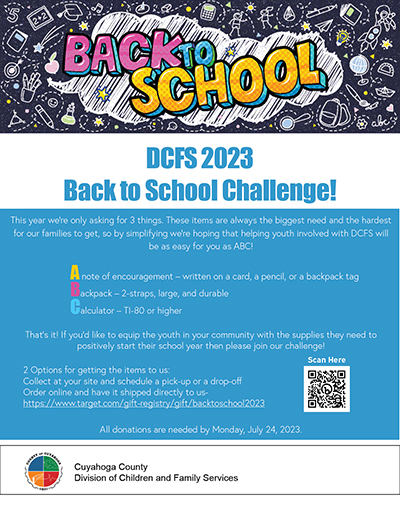 Back to School Challenge flyer
